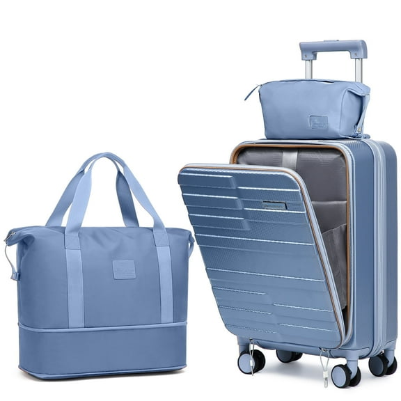 Joyway 3-Piece Front Opening Cover Carry-on Luggage Side Hooks TSA Lock Spinner Wheels YKK Zippers