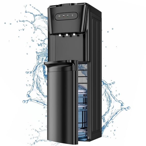 Bottom-Loading Water Dispenser with 3-Settings, Water Cooler with Two 304 Food-Grade Stainless Steel Inner Tanks, Child Lock & Energy-Saving, Fits 5 Gal Bottles Home/Office/Gym
