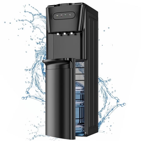 Bottom-Loading Water Dispenser with 3-Settings, Water Cooler with Two 304 Food-Grade Stainless Steel Inner Tanks, Child Lock & Energy-Saving, Fits 5 Gal Bottles Home/Office/Gym