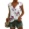 thumbnail image 2 of Womens Tops V Neck Plain Short Sleeve Casual Loose Basic Tee T Shirts for Women Red, 2 of 4