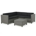 thumbnail image 1 of Noble House Puerta 6 Piece Outdoor Wicker Sectional Sofa Set in Dark Gray, 1 of 29