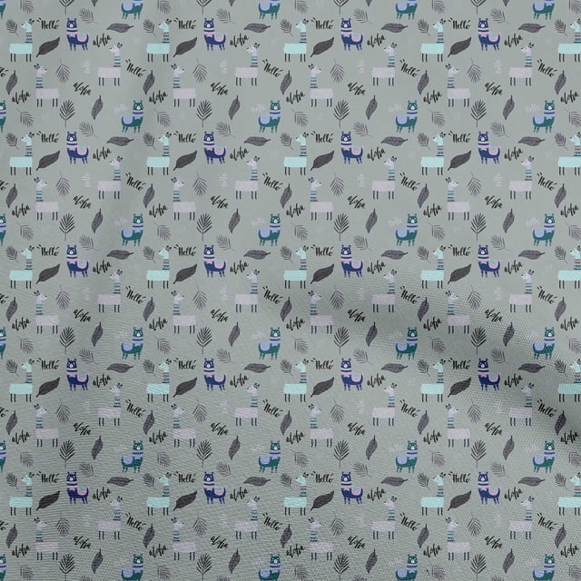 oneOone Cotton Silk Gray Fabric Kids Craft Projects Decor Fabric Printed By The Yard 42 Inch Wide