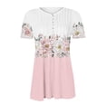 thumbnail image 4 of Women's Summer Floral Short Sleeve Button Down Shirt, V-Neck Tunic Top, Boho Casual Blouse, Plus Size Trendy Summer Tops 2026, 4 of 5