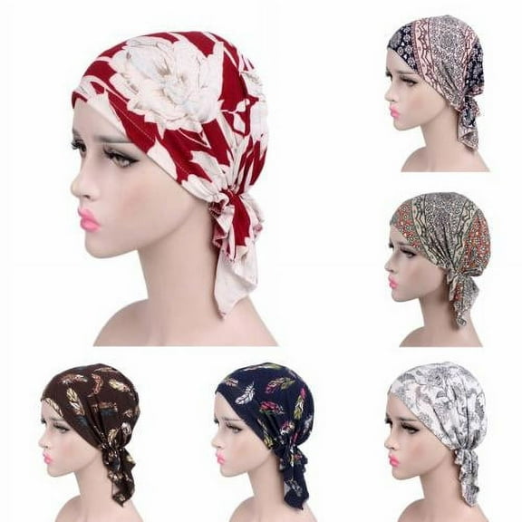 LINASHI Fashion Women Printed Dome No Brim Headwear, Chemo Head Scarf Cancer Hat Cover Hat