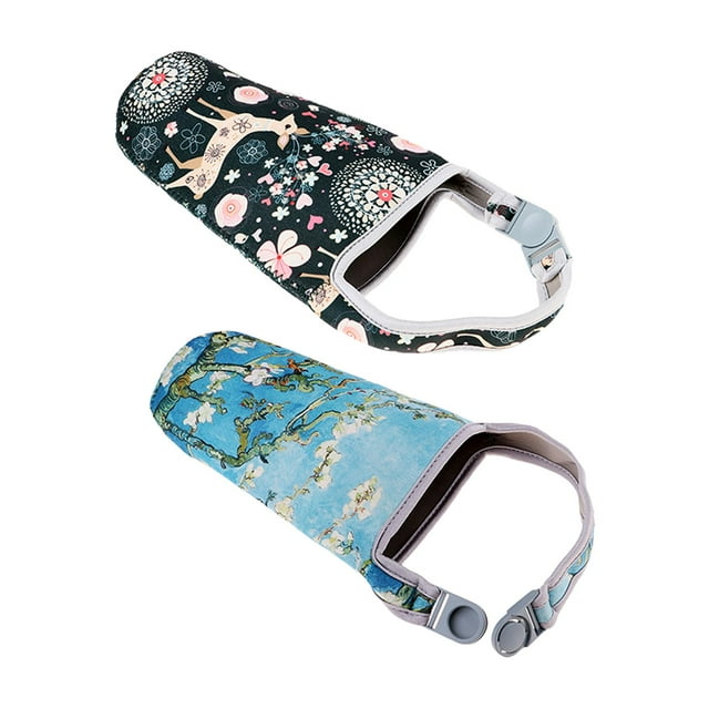 2 portavasos de neopreno, funda protectora para bebidas, funda para ciclismo al aire libre, viajes, pesca, mochilero verde y flor Baoblaze none