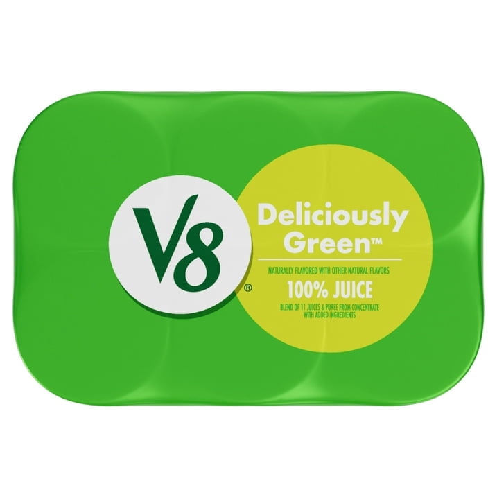 (2 pack) V8 Deliciously Green 100% Fruit and Vegetable Juice, 8 fl oz Can, 6 Count