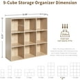 thumbnail image 6 of ANHDAH 9-Cube Storage Organizer & Bookcases, Closed Back Display Shelves for Living Room, Bedroom, Home Office, White Oak, 6 of 8
