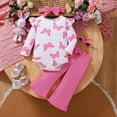 thumbnail image 2 of Gubotare Coming Home Outfit Girl Fall Toddler Girl Butterfly Top and Wide Leg Pants with Ruching and Belt Set Fall Winter 6 12 Months (AG,6-12 Months), 2 of 9