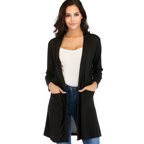 Tinglu Women Cardigans Casual Loose Outwear with Pockets Front Open Tops Long Cardigans