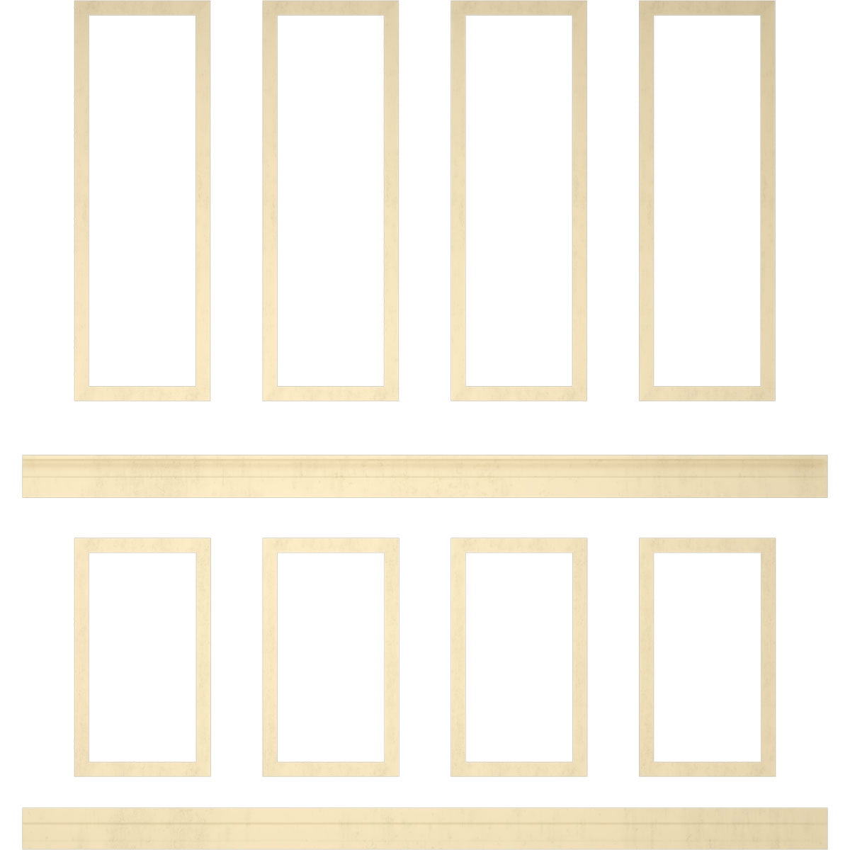 Ekena millwork 94 1/2"L (Adjustable 108"H to 132"H) Ashford Square Panel Stacked Wall Wainscot Paneling Kit