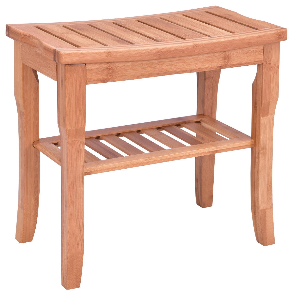 Bamboo Shower Chair Seat Bench Modern Wood Bathroom Spa Bath Organizer Stool with Storage Shelf