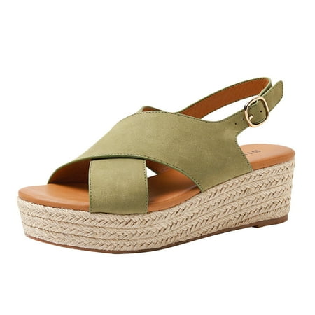 

GWAABD Women Sandals Wide Fashion Women Wedge Heel Sandals Open Toe Ankle Strap Flat Sandals Soft Women Sandals