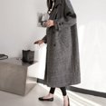 thumbnail image 3 of ZHAOCHENG Abrigo de lana cruzado a cuadros para mujer, chaqueta fina de talla grande, estilo coreano, para otoño e invierno, 3 of 5