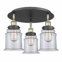 Innovations Lighting Canton - 3 Light 18" Flush Mount Clear/Black Antique Brass