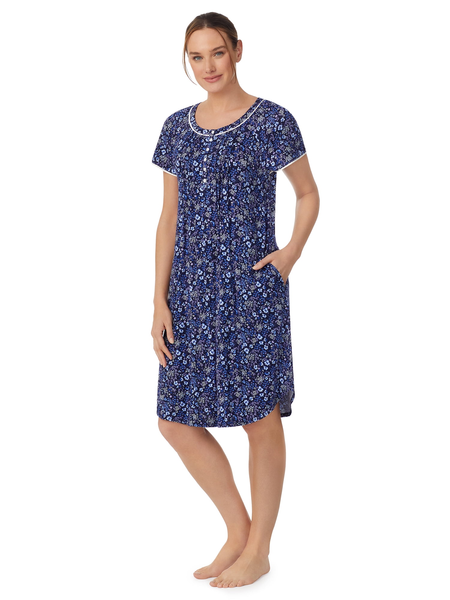 Aria Women's Raglan Sleeve Scoop Neck 40" Nightgown, Sizes XS to 5X