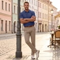 thumbnail image 6 of Men's Polo Shirt Short Sleeve Collared Button Placket Classic Fit Lightweight Casual Golf Polo Shirt, 6 of 7