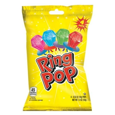 Ring Pop, Kosher, Assorted Flavor, Individually Wrapped Lollipops, 1.4 oz, 4 Count, Bag