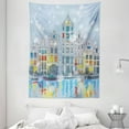 thumbnail image 1 of Christmas Tapestry, Noel Time at Amsterdam Canal with Historical Famous Buildings North Europe Design, Wall Hanging for Bedroom Living Room Dorm Decor, 60W X 80L Inches, Multicolor, by Ambesonne, 1 of 2