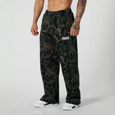 Youngla Pants Men's Sweatpants Branch Camouflage Print Pants Active Athletic Casual Pants Running Workout Gym Pants Size S