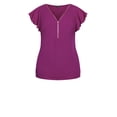 thumbnail image 3 of City Chic Women's Plus Size Zip Fling Shot Sleeves Relaxed Fit Top, 3 of 5