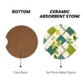 thumbnail image 3 of Round Ceramic Car Coasters 2 Pack Absorptive Clean Cork Bottom For Anti-Slip Use On Most Cars Lime Houndstooth Hand-Drawn Sketch_2, 3 of 8