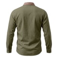thumbnail image 5 of COMVALUE Men's Linen Shirt Long Sleeve Button Down Collar with Contrast Placket Regular Fit Casual Beach Tops (Army Green, L), 5 of 7