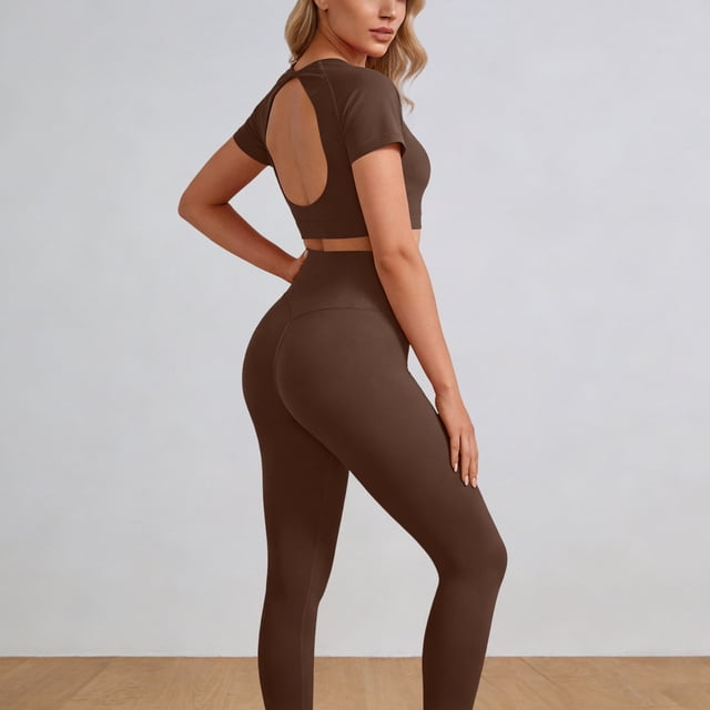 TaTaai Women 2 Piece Yoga Workout Set Stretchy Comfortable Top & Pants Fitness Sports Suit Soft Breathable Fabric Machine Washable No Fading Daily Street Active Wear Gift