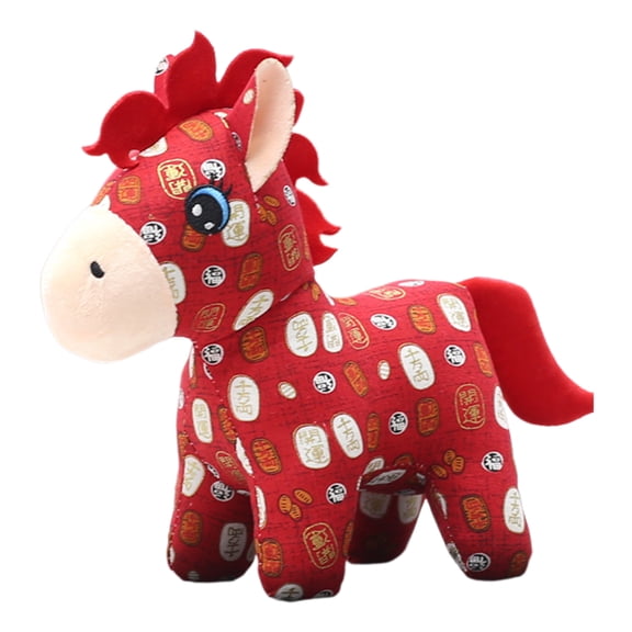 Yucurem 2026 Year of The Horse Stuffed Animals Plushie, 7.87" Chinese New Year Plush Horse Mascot Doll Toys Zodiac Decor for Spring Festival Lunar New Years Gifts