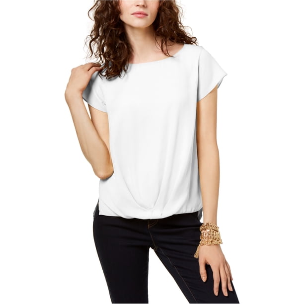 INC Blusa sólida para mujer, blanca, pequeña
