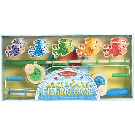 Melissa & Doug Catch & Count Wooden Fishing Game With 2 Magnetic Rods
