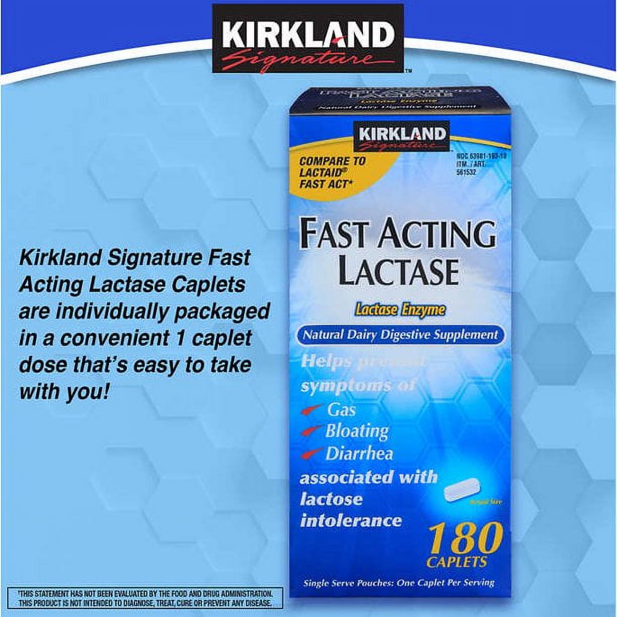 NEW Kirkland Signature Fast Acting Lactase Enzyme Lactaid 180 Caplets