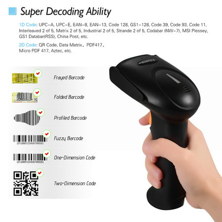 Aibecy Handheld Barcode Scanner USB 2.4G Wireless 1D 2D QR Code Scanner Reader CMOS Image Office Electronic Scanning (Best Qr Code Reader Iphone 2019)