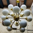 thumbnail image 5 of Art Deco Maritime Antique Murano Glass and Brass Sputnik Cloud Chandelier, 5 of 6