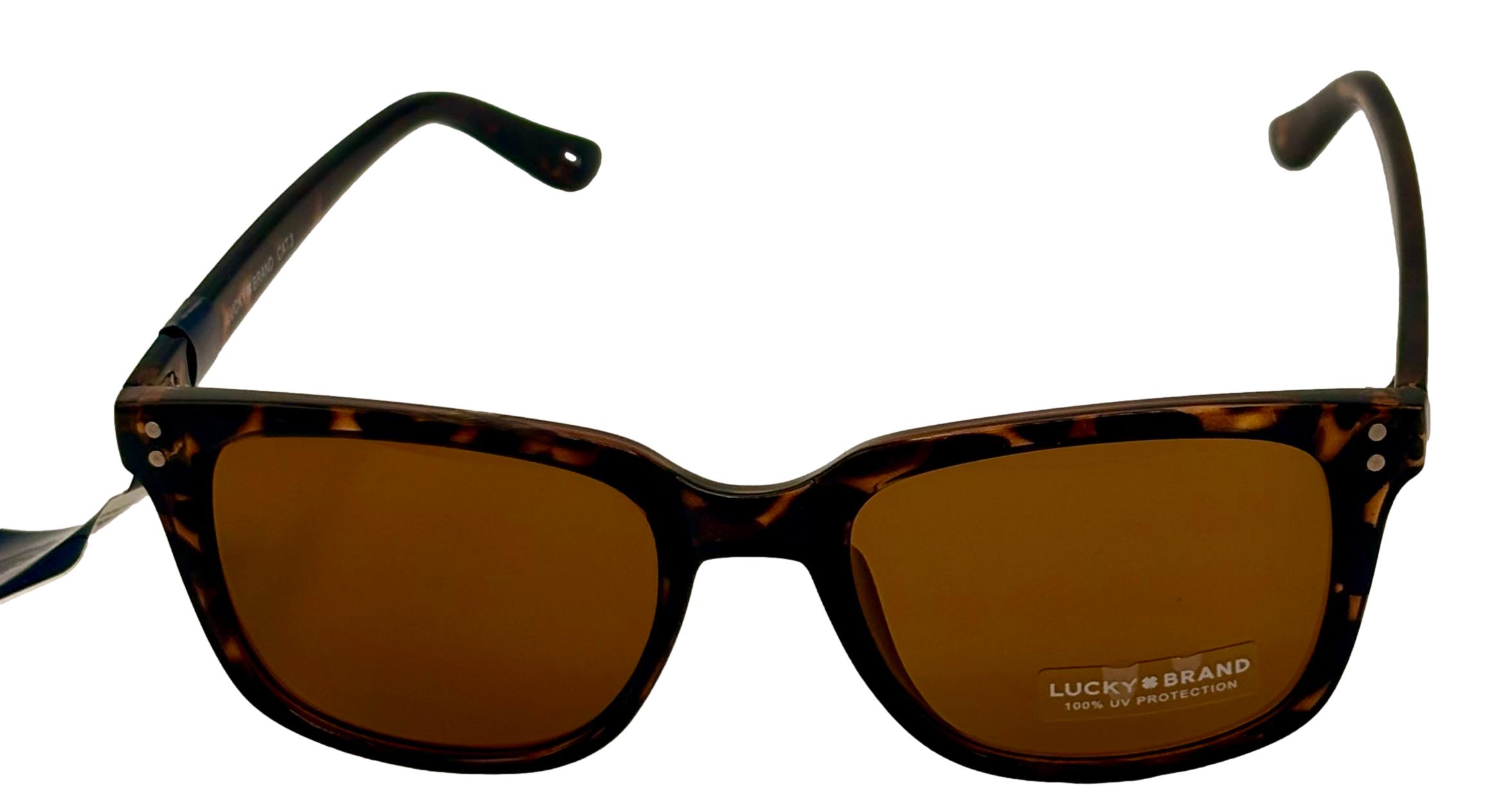 Lucky Brand Mens Tortoise Plastic Rectangle Sunglass, Brown Lens D941