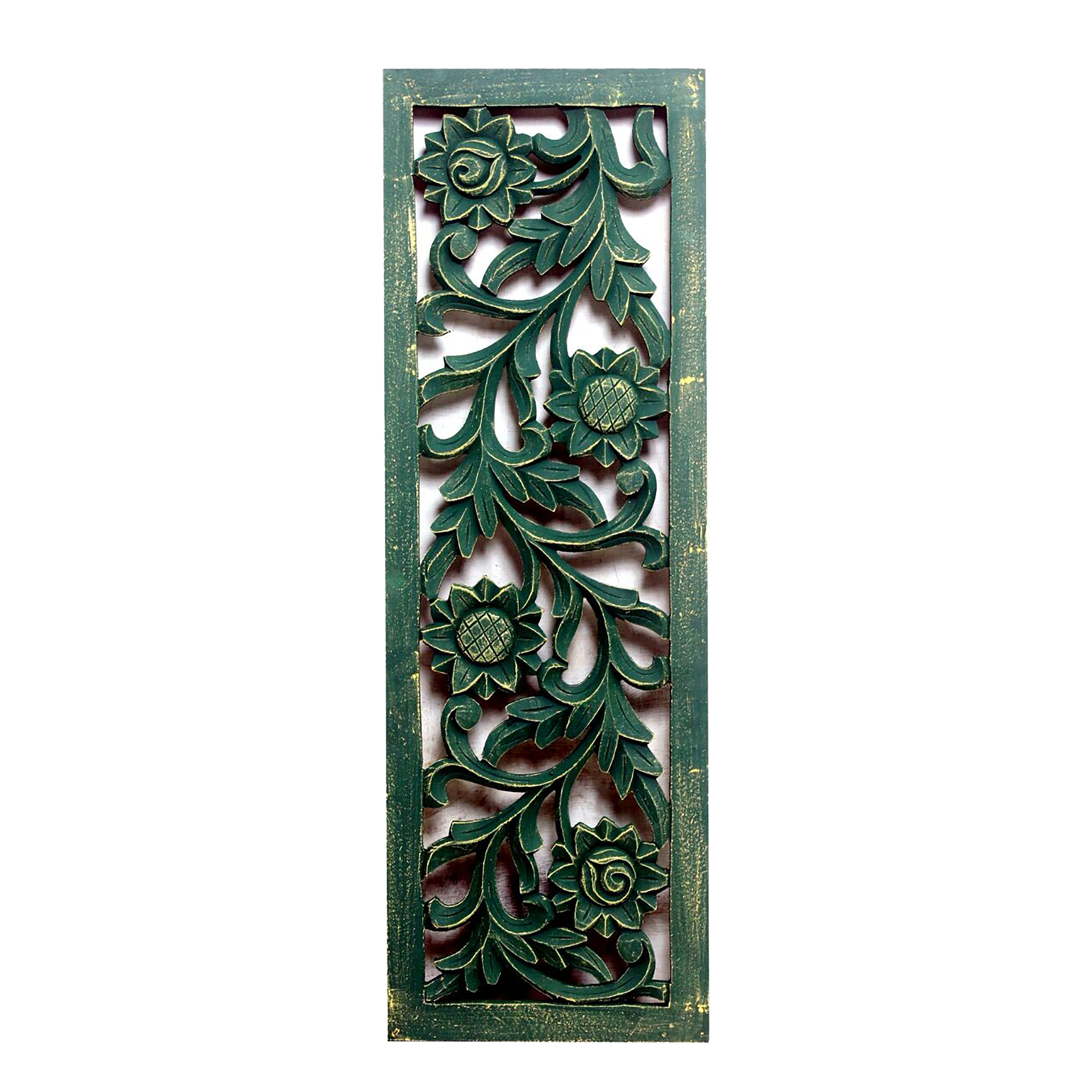 Distressed Forest Green Carved Out Wood Panel