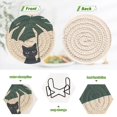 thumbnail image 4 of Yayeee 6 PCS Drink Coasters with Holder Set Woven Absorbent Round Tabletop Hot Pad, Black Cat Plants, 4 of 7