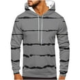thumbnail image 2 of Long Sleeve Hoodies for Men with Front Pocket Big & Tall Plus Size Pullover Sweatshirts Casual Stripe Printed Comfort Hooded Sweatshirt S-5X, 2 of 5