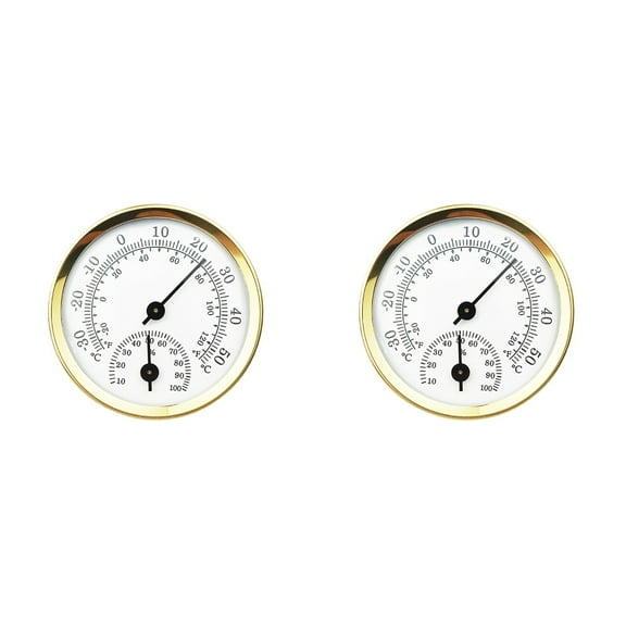 Analog Humidity Temperature Meter Mini Hygrothermograph Indoor Gauge Aluminum Alloy 2 Pack