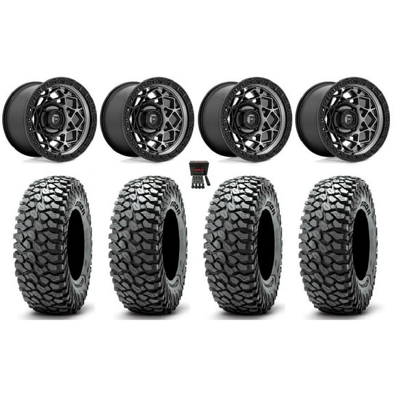 Fuel Unit 15" Wheels Gunmetal 35" RocScraper Tires Can-Am Commander Maverick Renegade Outlander Defender
