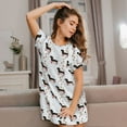 thumbnail image 3 of Balery Dachshund Dog Camisón de manga corta con cuello redondo para mujer, cómodo y elegante., 3 of 6