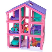 Kid Connection 3-Story Dollhouse Play Set with Working Garage and Elevator, 24 Pieces