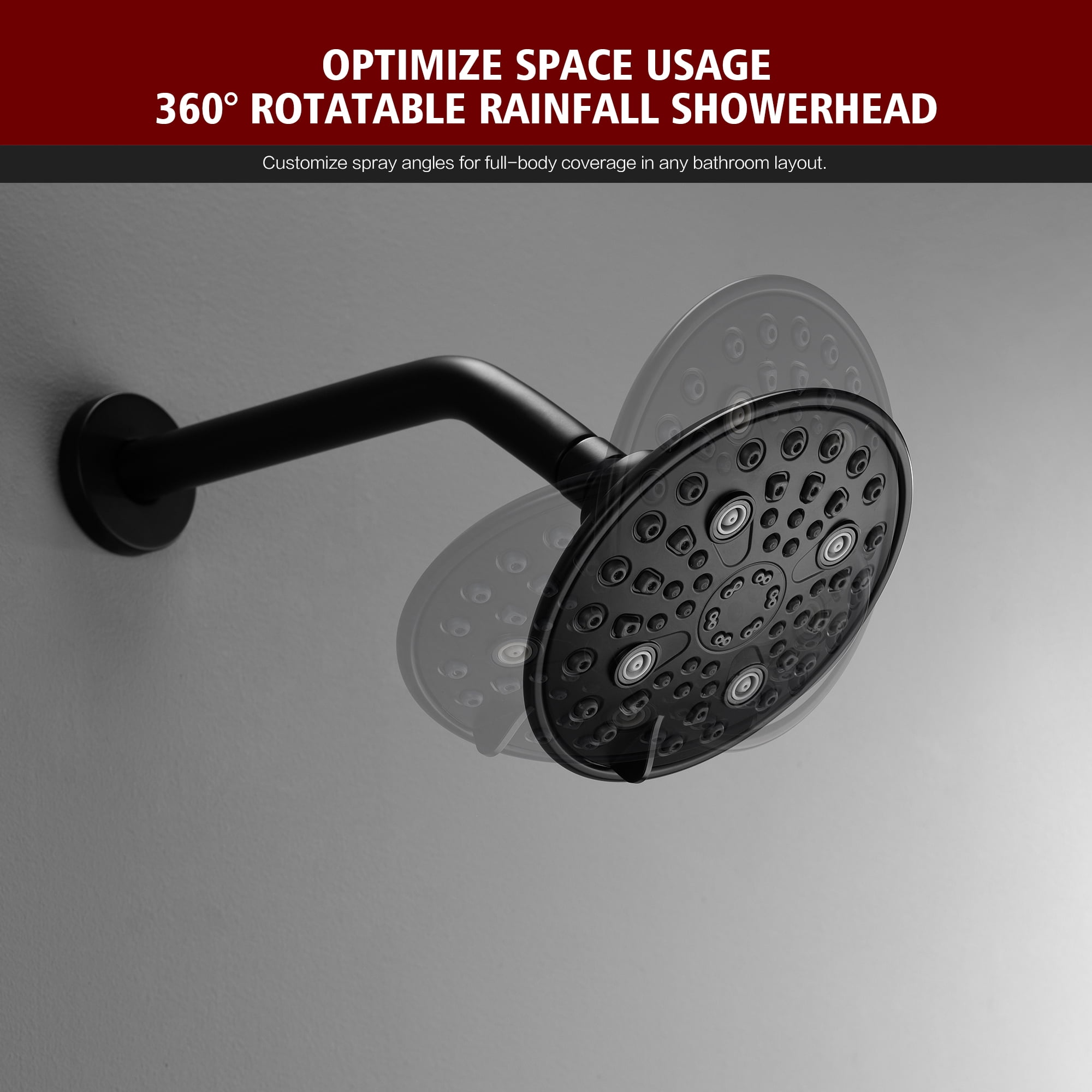 sumerain Matte Black Bathtub Shower Faucet Set With Valve, High-Flow Tub and Shower Trim Kit with Rain Shower Head and Spout