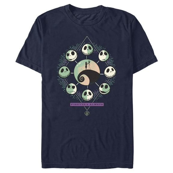 Men's The Nightmare Before Christmas Forever & Always Couple Graphic Tee Navy Blue Medium