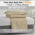 thumbnail image 2 of Smuge Ultrasonic Quilt Set, Reversible Lightweight Soft Microfiber Bedspread Coverlet, Solid Beige, 3 Piece Set (1 Bedspread, 2 Pillow Shams), Twin Size, 2 of 8