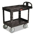 thumbnail image 3 of Rubbermaid Commercial Heavy-Duty Utility Cart, Two-Shelf, 25.88w x 45.25d x 37.13h, Black -RCP452010BLA, 3 of 4
