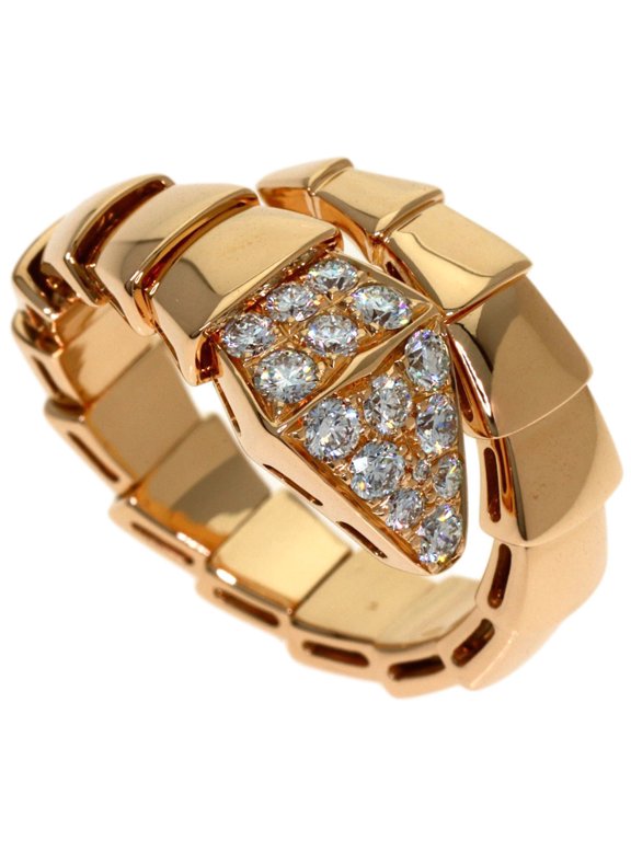 Pre-Owned Bulgari Serpenti M Diamond Ring, 18K Pink Gold, Women's BVLGARI