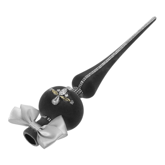 Luxshiny Black Spherical Christmas Tree Toppers Flocked Material Glitter Holiday Decor