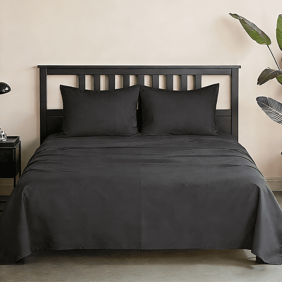 Lorviah 4 Piece Microfiber Sheet Set Queen Size - Wrinkle, Shrink & Fade Resistant Bedding - Includes Deep Pocket Fitted Sheet, Flat Sheet & Pillowcase - Dark Grey