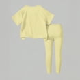 thumbnail image 5 of CCRFTGI Summer Outfits for Kids Girls Size 8 Casual Lounge 2 Piece Outfits Solid Short Sleeve T-Shirts and Elastic Waist Leggings Active Gym Clothing Sets Yellow 11-12 Years, 5 of 5