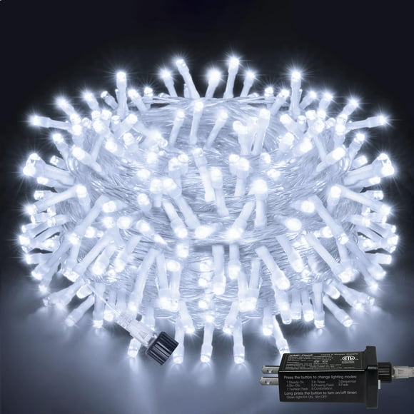 Cadena de luces Ollny, 200 LED, 18 m, color blanco frío, resistente al agua, 120 V